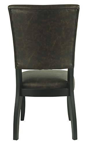 Signature Design by Ashley Sommerford Urban Farmhouse Faux Leather Upholstered Dining Chair, 2 Count, Dark Brown