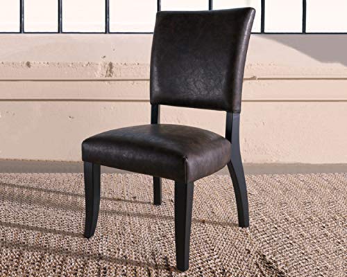 Signature Design by Ashley Sommerford Urban Farmhouse Faux Leather Upholstered Dining Chair, 2 Count, Dark Brown