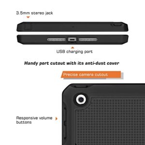 MoKo Case Fit 2018/2017 iPad 9.7 6th/5th Generation - [Heavy Duty] Shockproof Full Body Rugged Hybrid Cover with Built-in Screen Protector Compatible with Apple iPad 9.7 Inch 2018/2017, Black