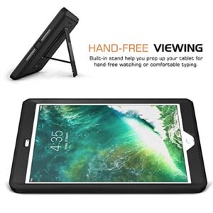 MoKo Case Fit 2018/2017 iPad 9.7 6th/5th Generation - [Heavy Duty] Shockproof Full Body Rugged Hybrid Cover with Built-in Screen Protector Compatible with Apple iPad 9.7 Inch 2018/2017, Black