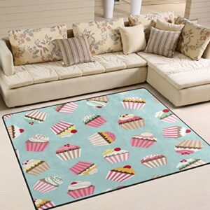 ALAZA Vintage Cartoon Cupcake Area Rug Rugs for Living Room Bedroom 7' x 5'