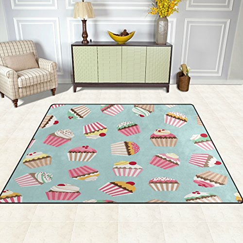 ALAZA Vintage Cartoon Cupcake Area Rug Rugs for Living Room Bedroom 7' x 5'