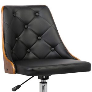Armen Living Diamond Office Chair in Black Faux Leather and Chrome Finish