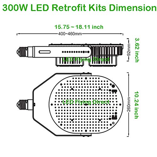 300W LED Parking Lot Lights Retrofit Kits, Replace 1000W HID/MH Shoebox Light, Street Lamp, Flood Light, Canopy Lights, E39 Mogul Base 5000K Daylight UL DLC