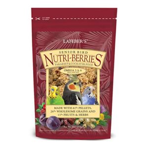 lafeber's senior bird nutri-berries pet bird food, made with non-gmo and human-grade ingredients, for parakeets & cockatiels, 10 oz