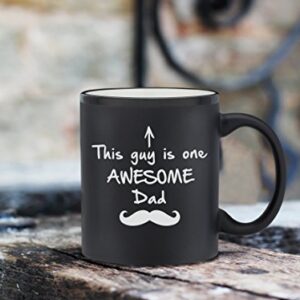 One Awesome Dad Funny Coffee Mug - Best Dad Gifts from Daughter, Son, Wife - Unique Gifts for Dad, Men - Cool Birthday Present Ideas for Husband, Father, Him - Novelty Dad Mug, Fun Cup (Matte Black)