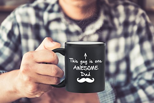 One Awesome Dad Funny Coffee Mug - Best Dad Gifts from Daughter, Son, Wife - Unique Gifts for Dad, Men - Cool Birthday Present Ideas for Husband, Father, Him - Novelty Dad Mug, Fun Cup (Matte Black)