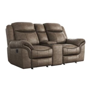 homelegance 76" double glider reclining loveseat (manual), brown