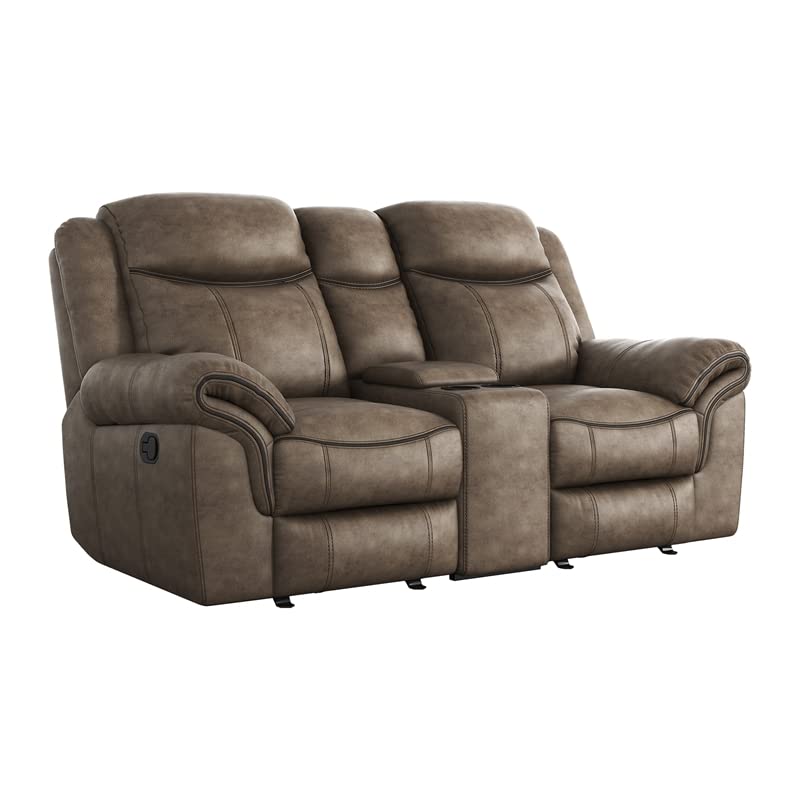 Homelegance 76" Double Glider Reclining Loveseat (Manual), Brown