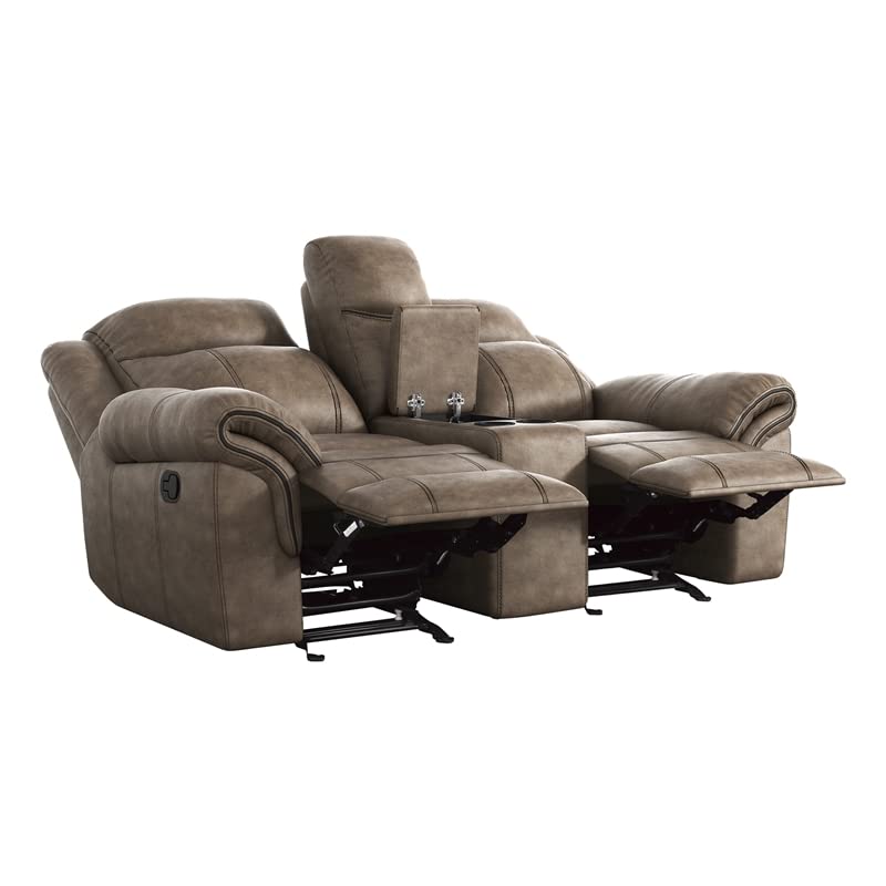 Homelegance 76" Double Glider Reclining Loveseat (Manual), Brown
