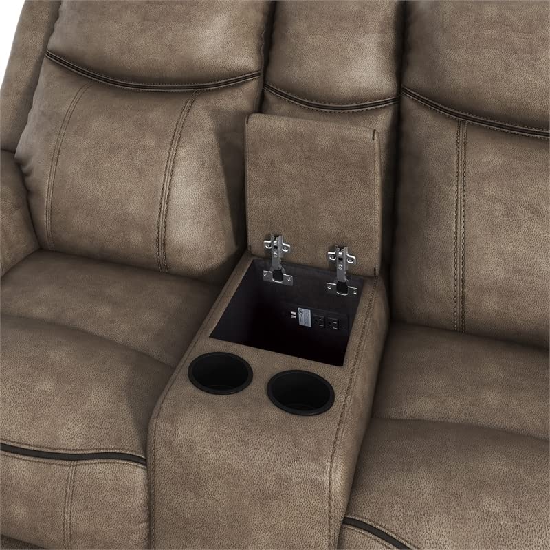 Homelegance 76" Double Glider Reclining Loveseat (Manual), Brown