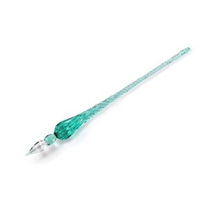 molshine handmade glass dip pen crystal calligraphy pen signature dipped pen for artist women men teens,writing drawing decoration gifts (ice green)