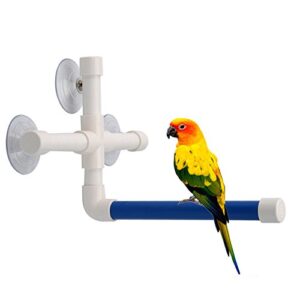 Hypeety Pet Parrot Bath Perches Standing Platform Rack Suction Cup Window Shower Bird Bath Toys