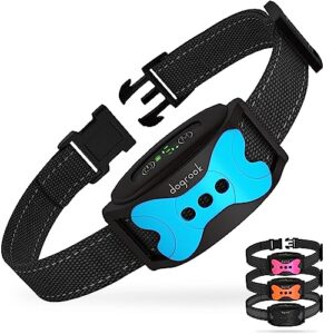 dogrook dog bark collar - rechargeable smart anti barking collar for dogs - waterproof no shock bark collar for small/medium/large dogs - anti bark collar for dogs with 5 sensitivity levels