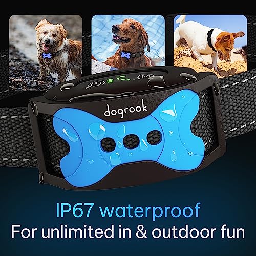 DogRook Dog Bark Collar - Rechargeable Smart Anti Barking Collar for Dogs - Waterproof No Shock Bark Collar for Small/Medium/Large Dogs - Anti Bark Collar for Dogs with 5 Sensitivity Levels