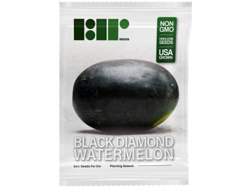 50 Black Diamond Watermelon Seeds for Planting - Heirloom Non-GMO Fruit Seeds for Planting - Grows Big Giant Watermelons Averaging 30-50 lbs