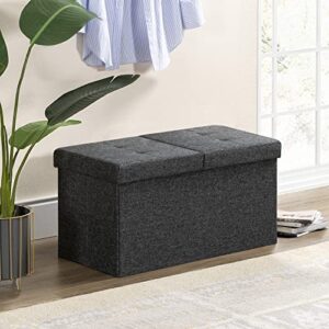 Otto & Ben 30" Storage Ottoman with SMART LIFT Top, Upholstered Tufted Bench, Foot Rest, Dark Grey