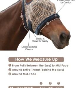 Kensington Fly Mask with Fleece Trim for Horses — Protects Face and Eyes from Flies and Sun Rays While Allowing Full Visibility — Breathable and Non Heat Transferring, Large, Lavender Mint