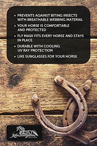 Kensington Fly Mask with Fleece Trim for Horses — Protects Face and Eyes from Flies and Sun Rays While Allowing Full Visibility — Breathable and Non Heat Transferring, Large, Lavender Mint