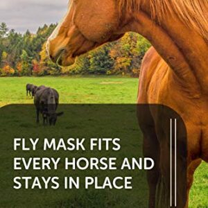 Kensington Fly Mask with Fleece Trim for Horses — Protects Face and Eyes from Flies and Sun Rays While Allowing Full Visibility — Breathable and Non Heat Transferring, Large, Lavender Mint