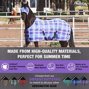 Kensington Fly Mask with Fleece Trim for Horses — Protects Face and Eyes from Flies and Sun Rays While Allowing Full Visibility — Breathable and Non Heat Transferring, Large, Lavender Mint