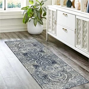 superior indoor area rug with jute backing, soft vintage floor decor for hallway, entryway, living/dining room, kitchen, bedroom, office, moroccan aesthetic, salford collection - 2ft 7in x 8ft , teal