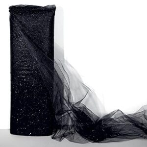 tcdesignerproducts black glitter tulle wedding decorating fabric, 54 inches x 40 yards