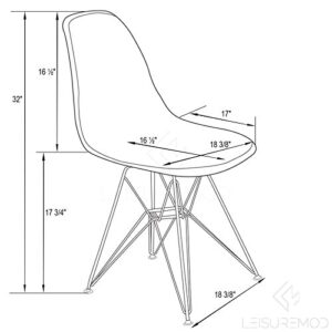 LeisureMod Carey Modern Eiffel Base Molded Side Chair Set of 2 (White Purple)