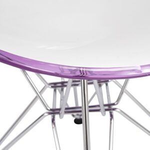 LeisureMod Carey Modern Eiffel Base Molded Side Chair Set of 2 (White Purple)