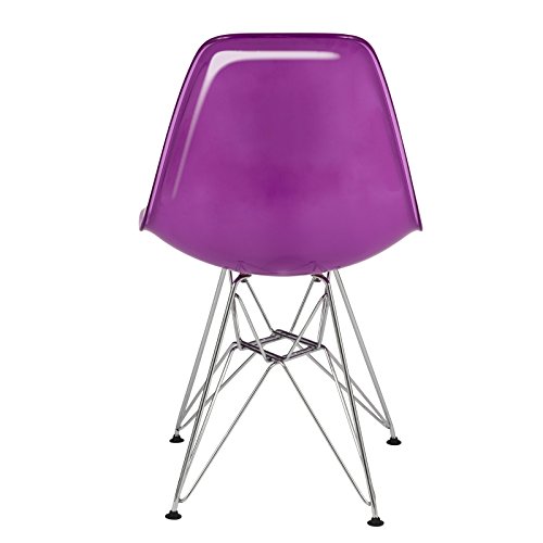 LeisureMod Carey Modern Eiffel Base Molded Side Chair Set of 2 (White Purple)