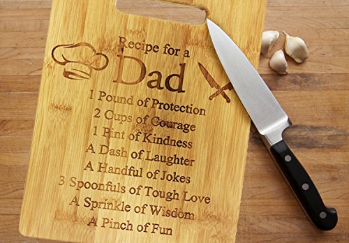 Recipe for a Dad Cute Funny Laser Engraved Bamboo Cutting Board - Wedding, Housewarming, Anniversary, Birthday, Father's Day, Gift For Him, For Her, For Boys, For Girls, For Husband, For Them