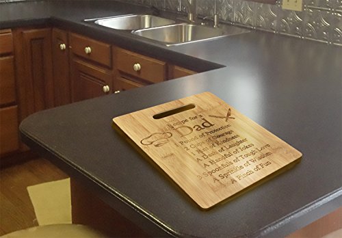 Recipe for a Dad Cute Funny Laser Engraved Bamboo Cutting Board - Wedding, Housewarming, Anniversary, Birthday, Father's Day, Gift For Him, For Her, For Boys, For Girls, For Husband, For Them