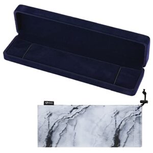 cosmos blue color velvet bracelet chain gift box jewelry box, with 1 pc marble pattern storage bag