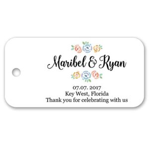 pretty floral personalized custom party wedding favor gift bag tags - 1.5" x 3" - 30ct