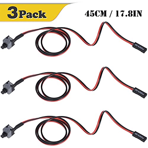 Warmstor 3 Pack 2 Pin SW PC Desktop Power Cable On/Off Push Button ATX Computer Switch Cord 50CM