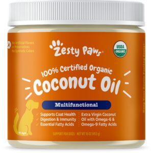 Coconut Oil for Dogs - Certified Organic & Virgin Superfood Supplement - Digestive & Immune Support - 16 OZ