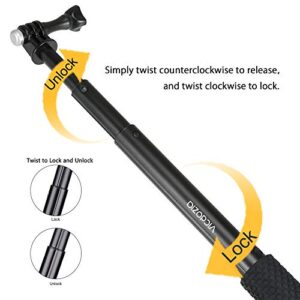 Vicdozia Camera Handle Grip Support Monopod Adjustable Pole Compatible with Go Pro Hero 8 7 6 5 4 3+ 3 Session AKASO SJCAM Xiaomi Yi DJI OSMO Action and More Sports Cameras