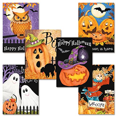 Current Happy Haunting Halloween Greeting Cards Set - Themed Holiday Card Variety Value Pack, Set of 12 Large 5 x 7-Inch Cards, Assortment of 6 Unique Designs, Envelopes Included