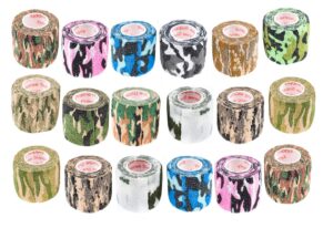 prairie horse supply vet wrap tape bulk (assorted camo colors) (18 pack) (2 inches wide) vet wrap medical first aid tape self adhesive adherent for ankle wrist sprains and swelling
