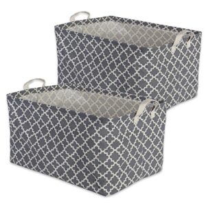 dii laundry storage collection, pe coated collapsible bin with handles, gray lattice, large set, 10.5x17.5x10"