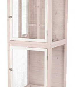 TRIXIE Outdoor Bird Aviary, 67-in Wooden Birdcage, 2 Perches, Ideal for Small Birds, Finches, Gray, (55952)