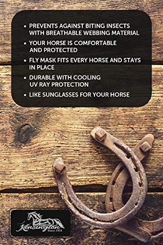 Kensington Fly Mask with Fleece Trim for Horses — Protects Face and Eyes from Flies and Sun Rays While Allowing Full Visibility — Breathable and Non Heat Transferring, Medium, Lavender Mint