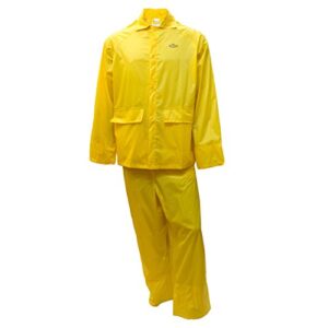 rk safety rain wear rw-pp-yel33 yellow pvc polyester 3-piece rain suit | jacket, hoodie, pants (yellow, extra large)