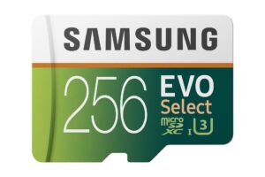 samsung (mb-me256ga/am) 256gb 100mb/s (u3) microsdxc evo select memory card with full-size adapter