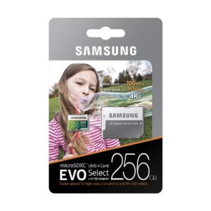 SAMSUNG (MB-ME256GA/AM) 256GB 100MB/s (U3) MicroSDXC EVO Select Memory Card with Full-Size Adapter