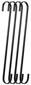 ruiling 4-pack 16 inch black chrome finish steel hanging flat hooks - s shaped hook heavy-duty s hooks,for kitchenware,utensils,plants, towels,gardening tools,clothes
