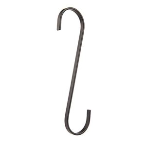 RuiLing 4-Pack 16 Inch Black Chrome Finish Steel Hanging Flat Hooks - S Shaped Hook Heavy-Duty S Hooks,for Kitchenware,Utensils,Plants, Towels,Gardening Tools,Clothes