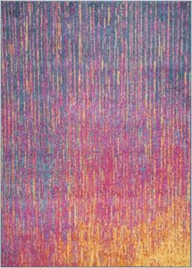 nourison passion abstract multicolor 2'2" x 7'6" area -rug, easy -cleaning, non shedding, bed room, living room, dining room, kitchen (2x8)
