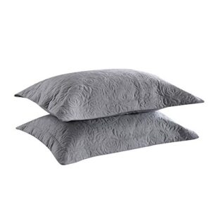 marcielo 2-piece embroidered pillow shams, decorative microfiber pillow shams set standard size grey