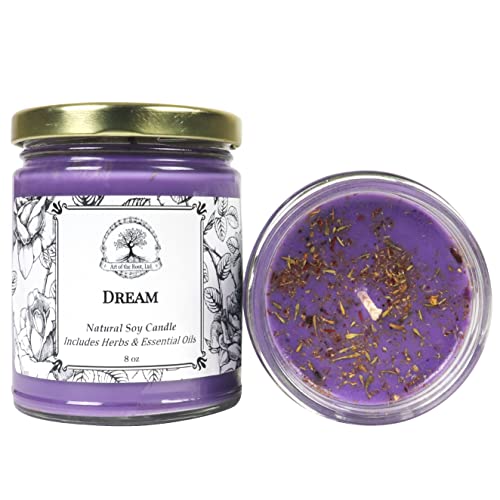 Dream Herbal Spell Candle | Handmade with Herbs & Essential Oils, Natural Soy Wax | Aromatherapy, Manifestation, Prophetic Dreams, Visions, Intuition & Insight | Wiccan, Pagan & Magick